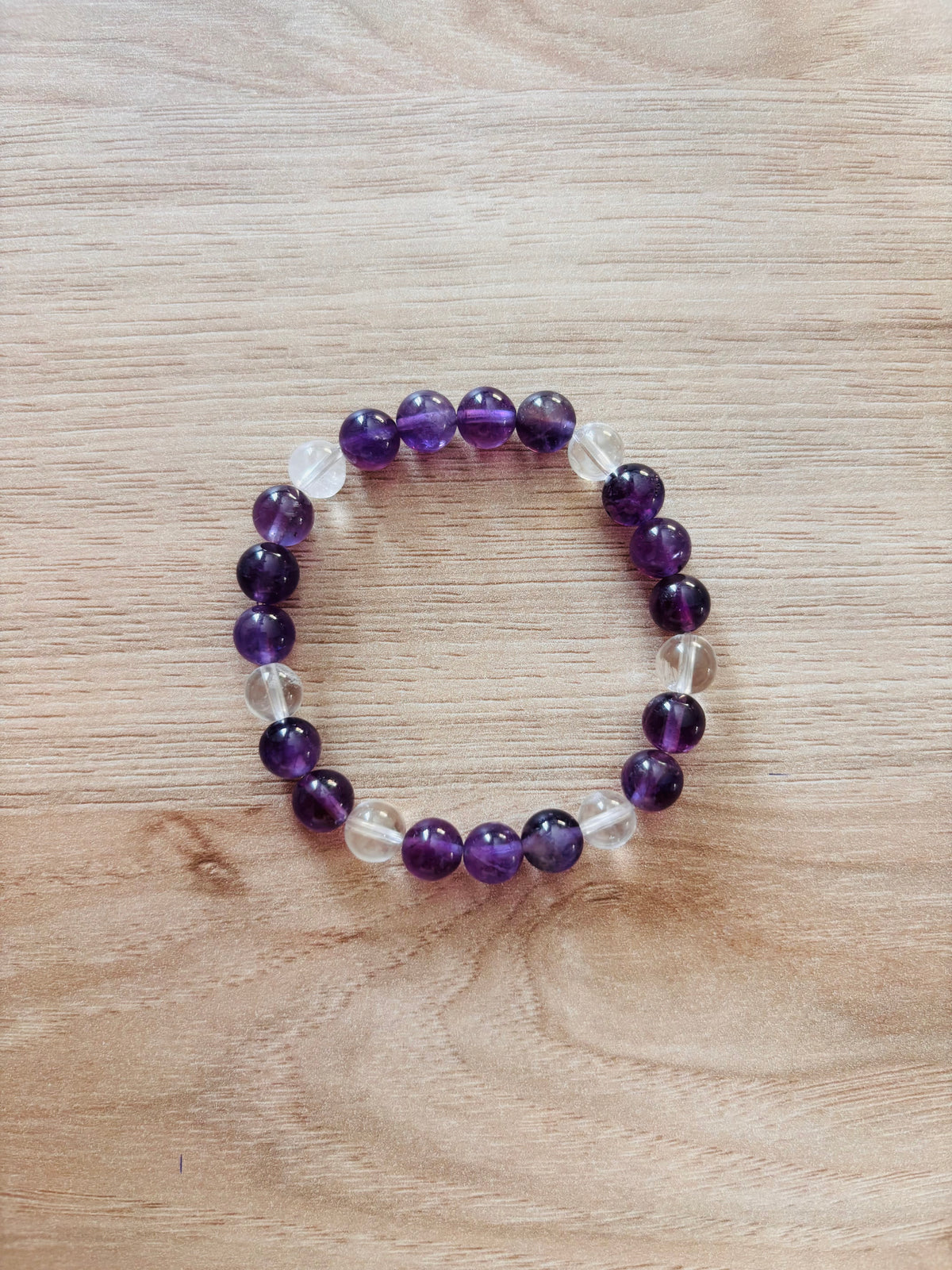 Bracelet Améthyste & Cristal de Roche – Sérénité & Anti-Stress