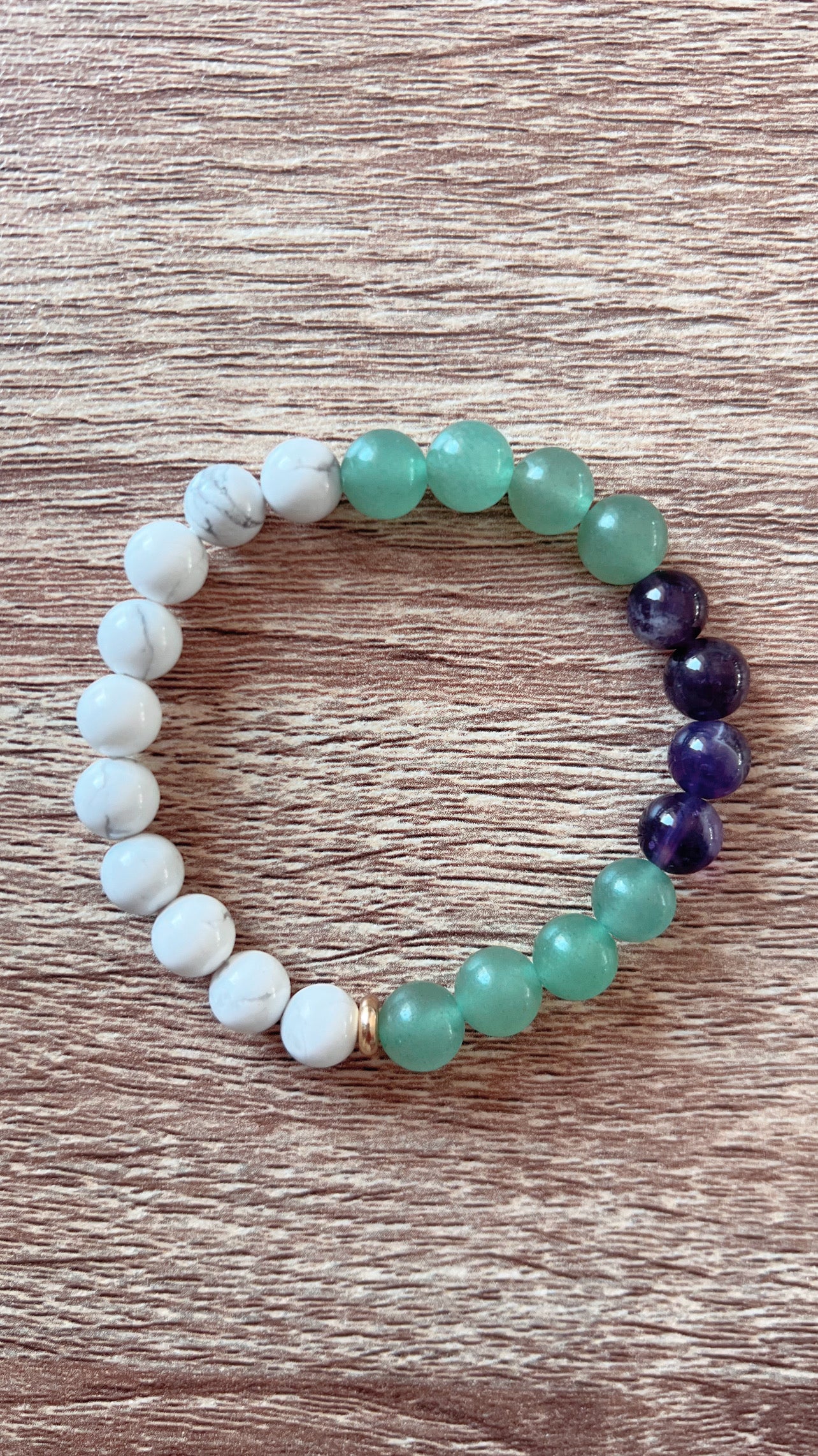 Bracelet Équilibre & Harmonie – Howlite, Aventurine Verte & Améthyste