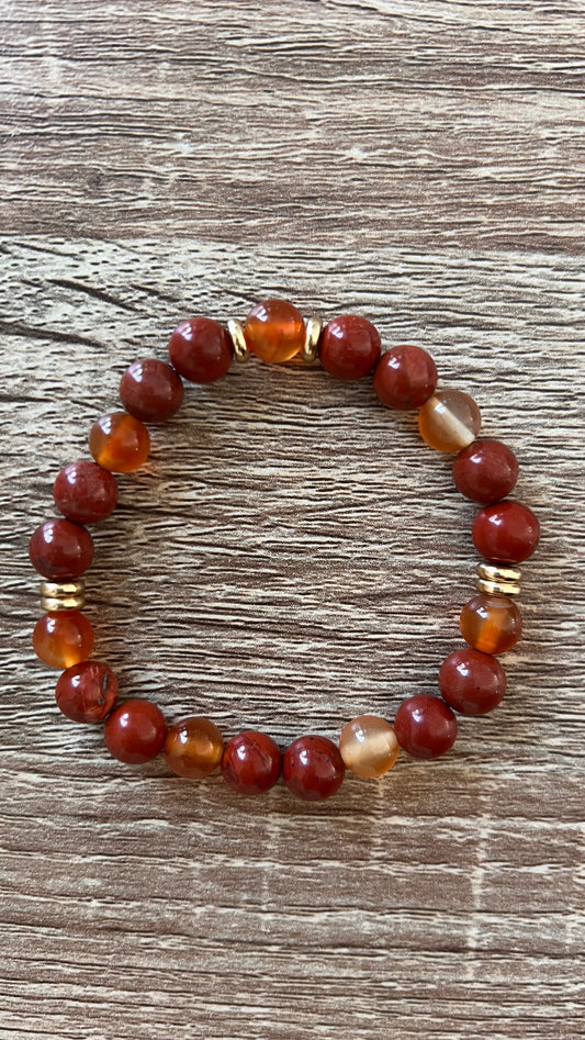 Bracelet Énergie & Vitalité – Jaspe Rouge & Cornaline