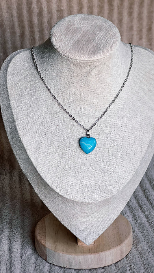 Collier cœur en Turquoise