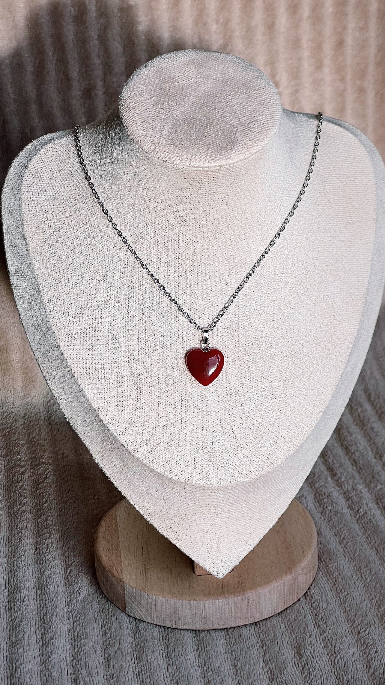 Collier Cœur en Jaspe Rouge