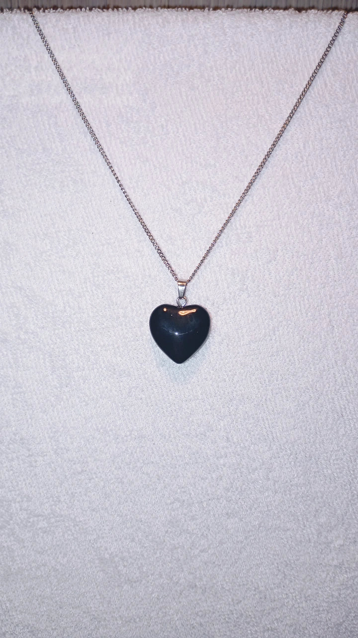 Collier coeur Obsidienne noire