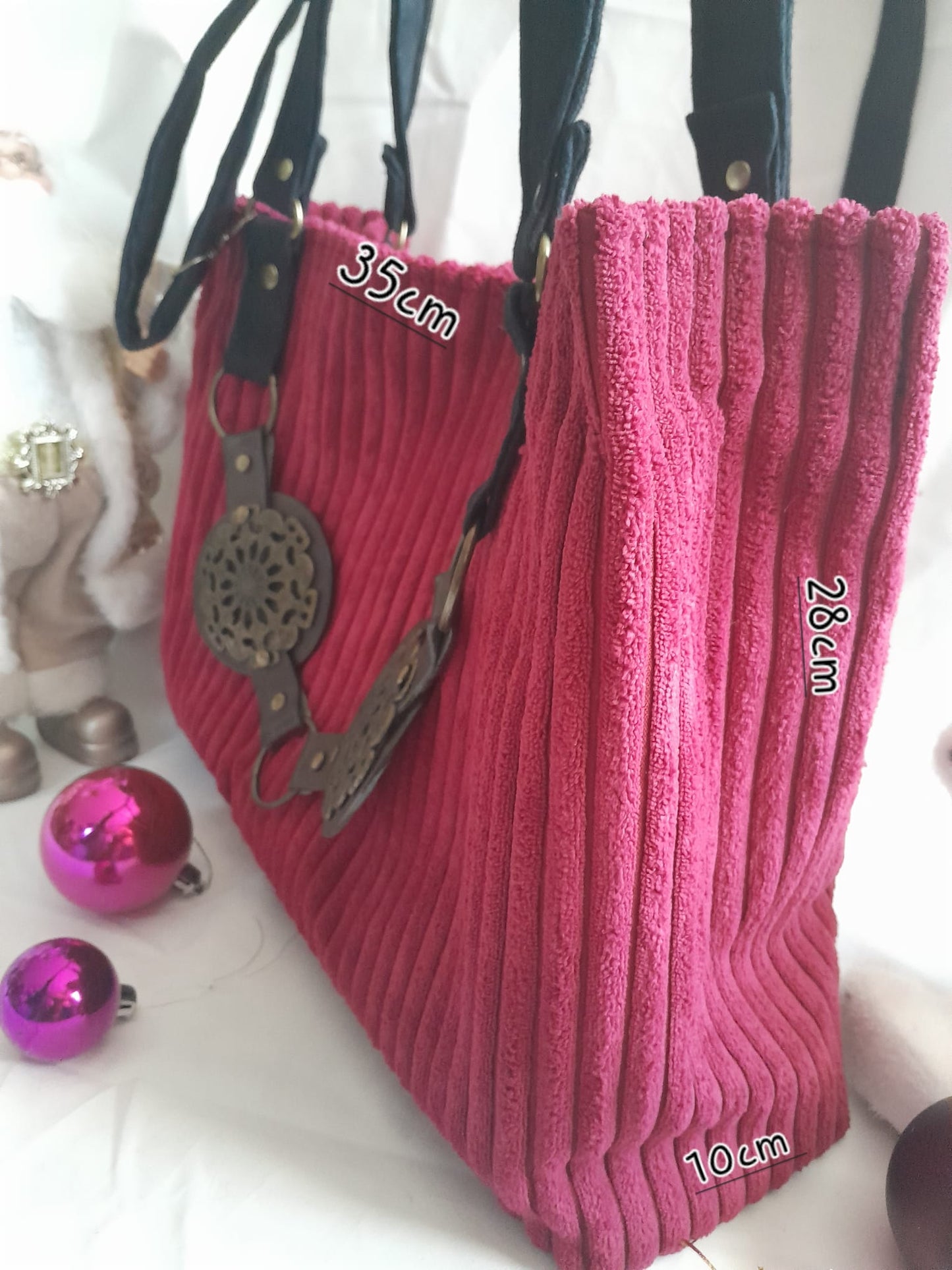 Sac Cocoon en velours framboise